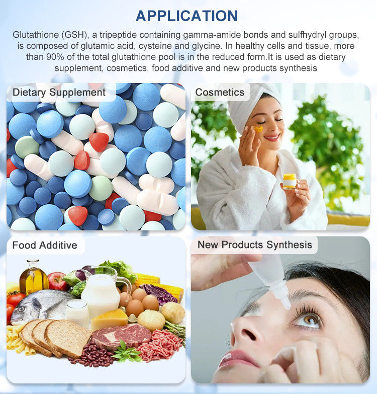 CAS 70-18-8 GSH 98% L Glutathione Reduced For Anti Aging MF C10H17N3O6S