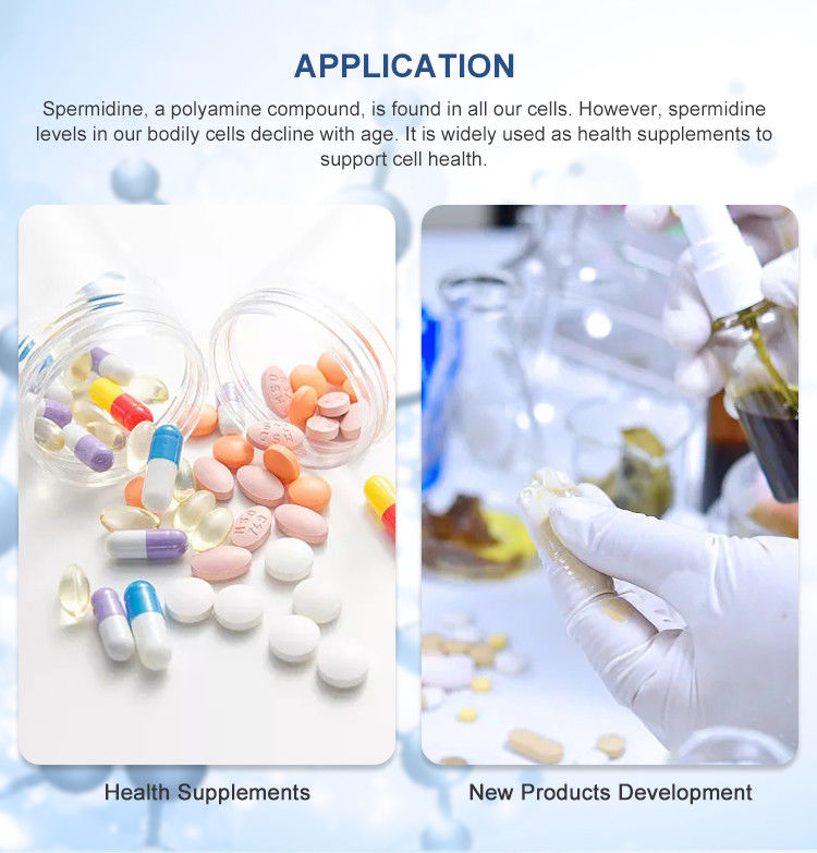 98% Purity Cas 334-50-9 Spermidine Trihydrochloride With Spermidine Riched Wheatgerm Extract