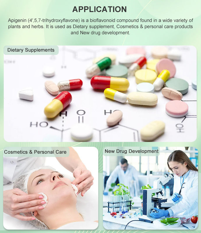 High Purity Apigenin Supplement 99% Plant Extract Powder CAS 520-36-5
