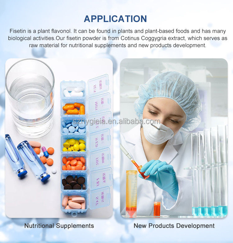 High-Purity Natural Fisetin Extract Powder 98% for Health Supplements & Research Quercetin Available